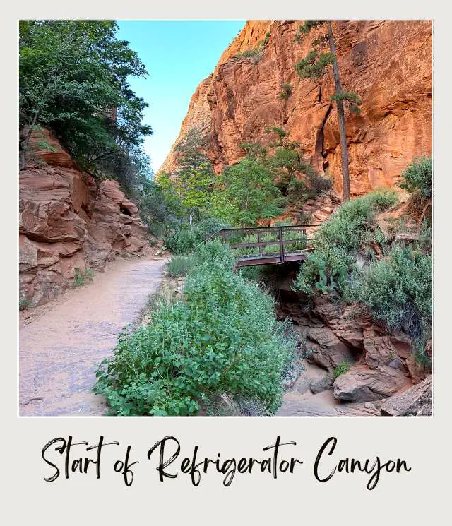 View of a small footbridge in Angels Landing in Zion National Park