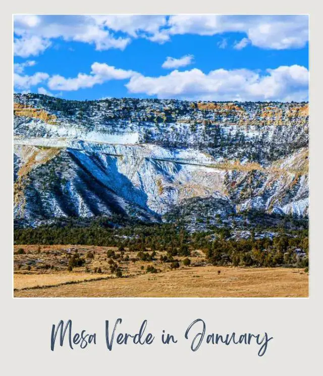 Visiting Mesa Verde National Park: What To Expect Throughout the Year Mountains filled with snow and surrounded by trees in Mesa Verde National Park
