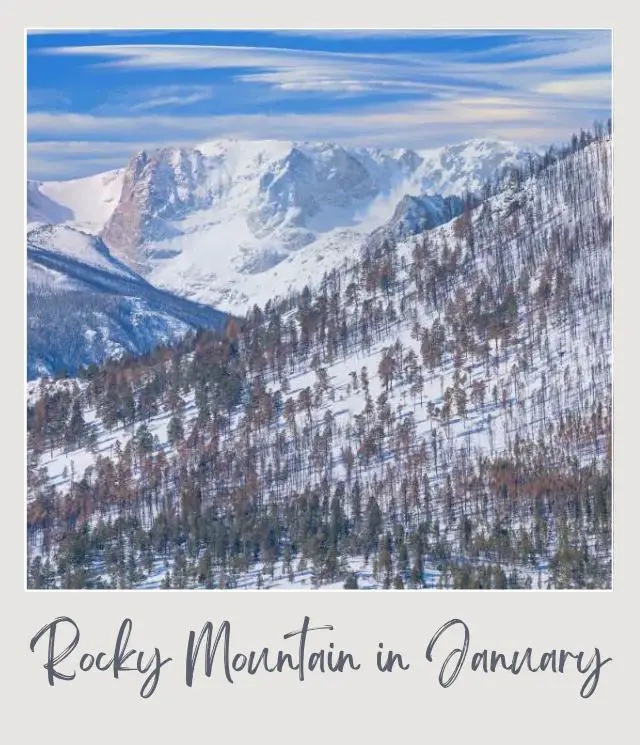 Visiting Rocky Mountain National Park: What To Expect Throughout the Year Aerial view of mountains and trees covered with snow in Rocky Mountain National Park.