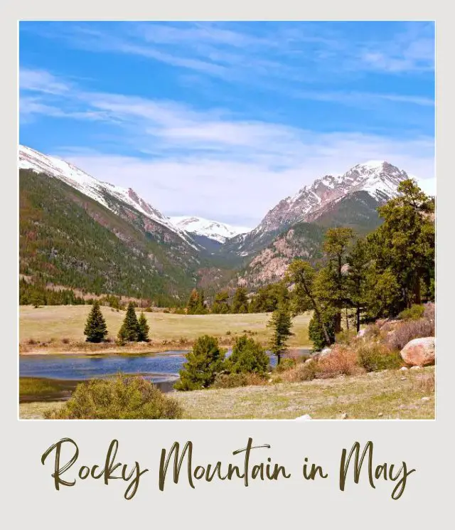 Visiting Rocky Mountain National Park: What To Expect Throughout the Year View of snow-capped mountains, and below is a lake surrounded by trees in Rocky Mountain National Park.