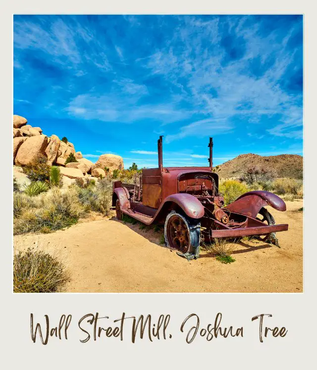 abandoned car at Joshua Tree National Park Wall Street Mill