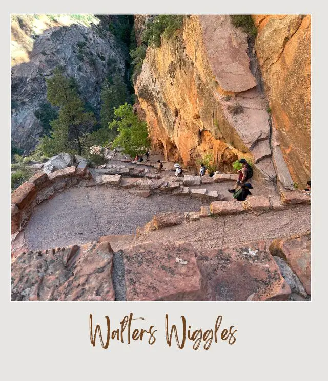 short steep swtichbacks on paved trail at walters wiggles on the angels landing trail in zion national park