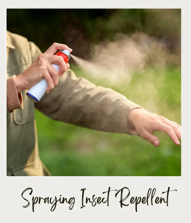 38 Tent Camping Tips for Beginners Woman Spraying Insect Repellent to Hand at Park