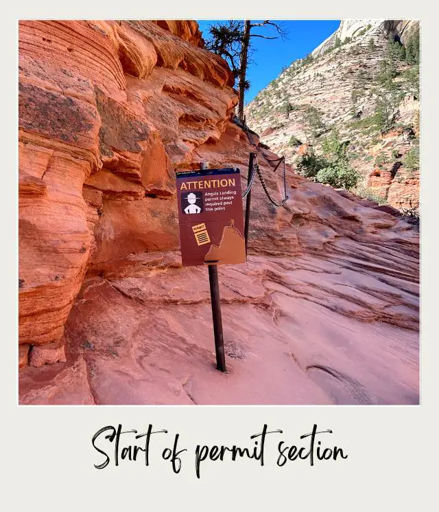 Wooden signage in Angels Landing in Zion National Park