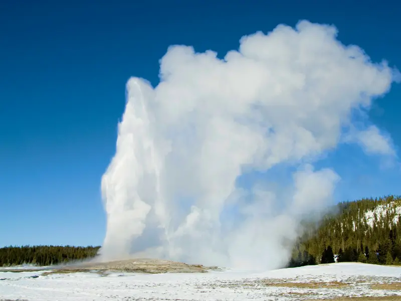 Yellowstone Winter Old Faithful with snow