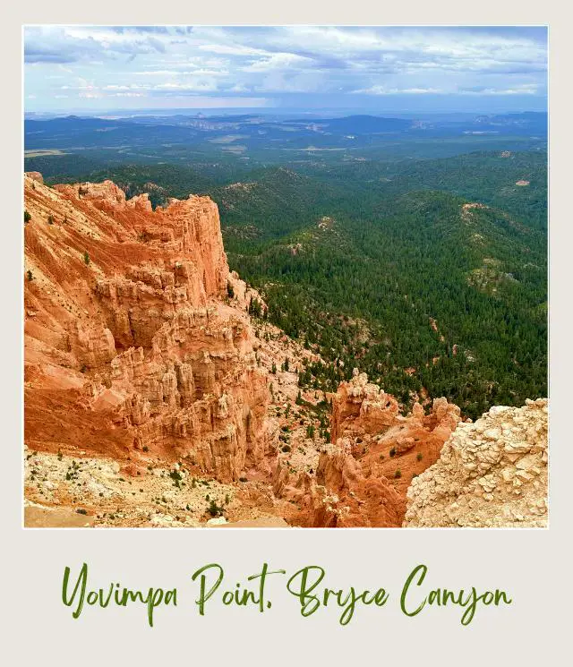 Aerial view of hoodoos and trees in Yovimpa Point Bryce Canyon