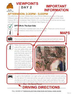 Zion itinerary page with markup