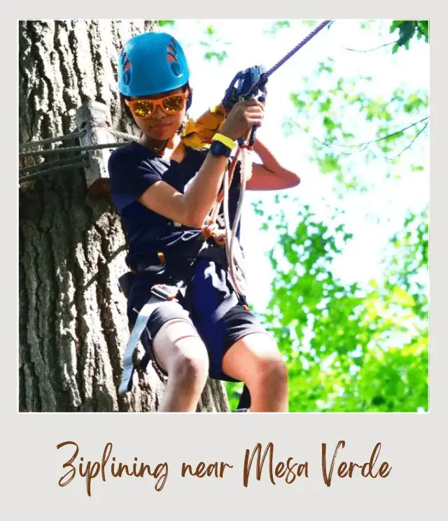 View of person on the zipline in Mesa Verde National Park