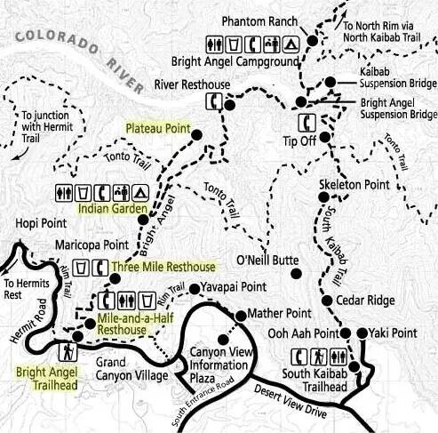 bright angel trail map Grand Canyon