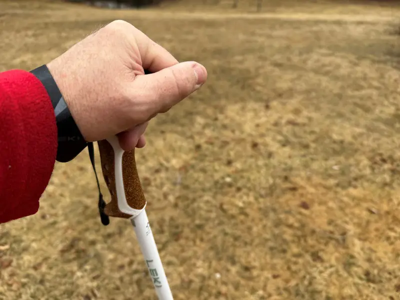 How to Use Trekking Poles: A Complete Guide for Hikers (With Pro Tips) closeup of hand gripping hiking poles from top